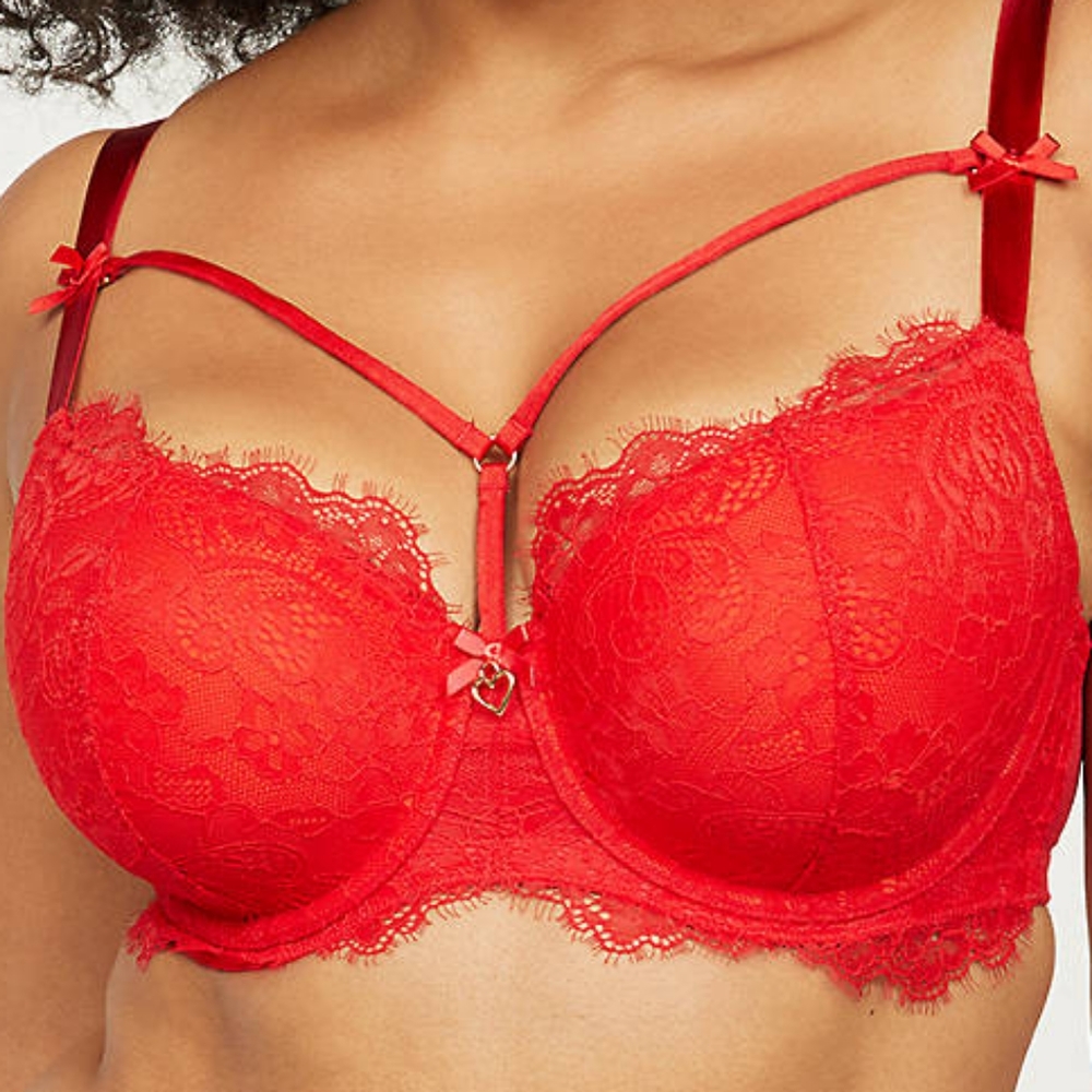 CACIQUE red lace boost balconette bra 44dd new
